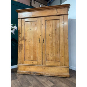 Victorian French Stripped Pine 2 Door Large Hall Cupboard