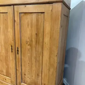 Victorian French Stripped Pine 2 Door Large Hall Cupboard