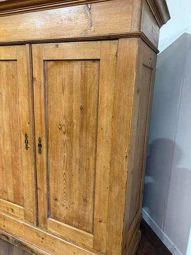 Victorian French Stripped Pine 2 Door Large Hall Cupboard