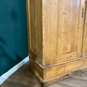 Victorian French Stripped Pine 2 Door Large Hall Cupboard