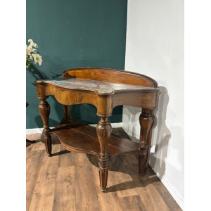 Victorian Mahogany Serpentine Front Console Table With Marble Top