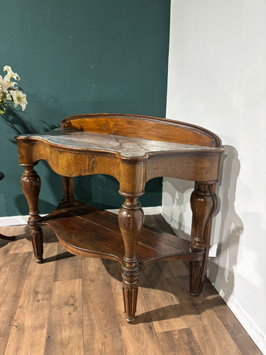 Victorian Mahogany Serpentine Front Console Table With Marble Top