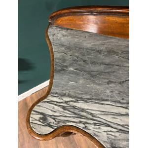 Victorian Mahogany Serpentine Front Console Table With Marble Top