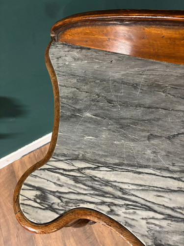 Victorian Mahogany Serpentine Front Console Table With Marble Top