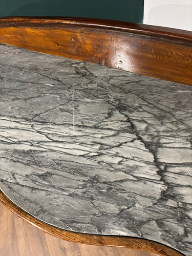 Victorian Mahogany Serpentine Front Console Table With Marble Top