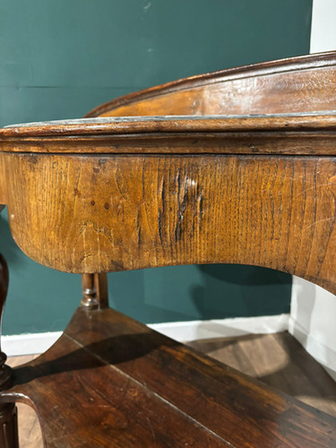 Victorian Mahogany Serpentine Front Console Table With Marble Top