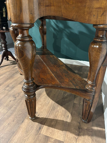 Victorian Mahogany Serpentine Front Console Table With Marble Top