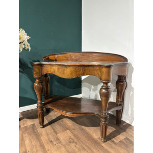 Victorian Mahogany Serpentine Front Console Table With Marble Top