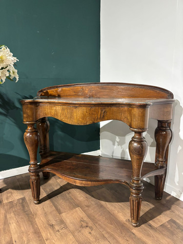 Victorian Mahogany Serpentine Front Console Table With Marble Top