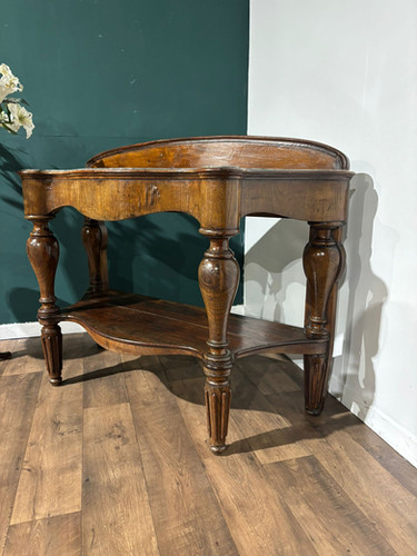 Victorian Mahogany Serpentine Front Console Table With Marble Top