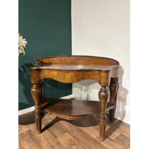 Victorian Mahogany Serpentine Front Console Table With Marble Top