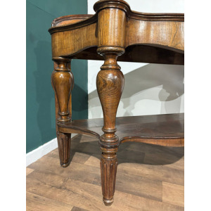 Victorian Mahogany Serpentine Front Console Table With Marble Top