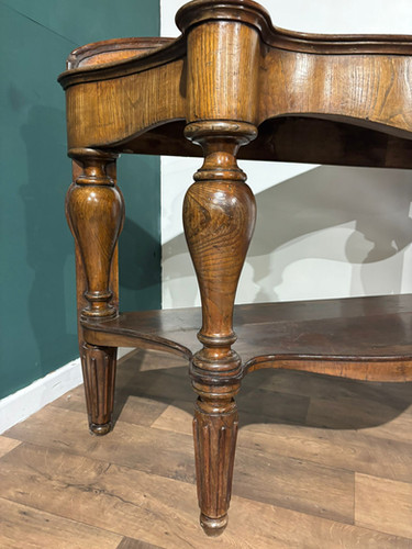 Victorian Mahogany Serpentine Front Console Table With Marble Top