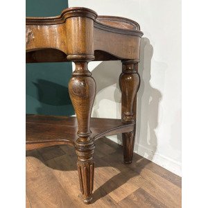Victorian Mahogany Serpentine Front Console Table With Marble Top