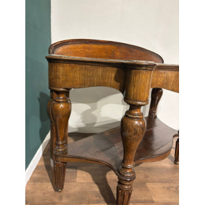 Victorian Mahogany Serpentine Front Console Table With Marble Top