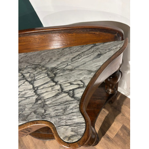 Victorian Mahogany Serpentine Front Console Table With Marble Top