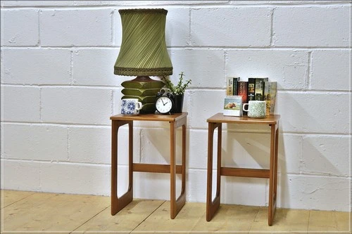 Vintage Bedside Table Set Of 2 Pair McIntosh Teak Mid Century Danish Design