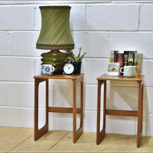 Vintage Bedside Table Set Of 2 Pair McIntosh Teak Mid Century Danish Design