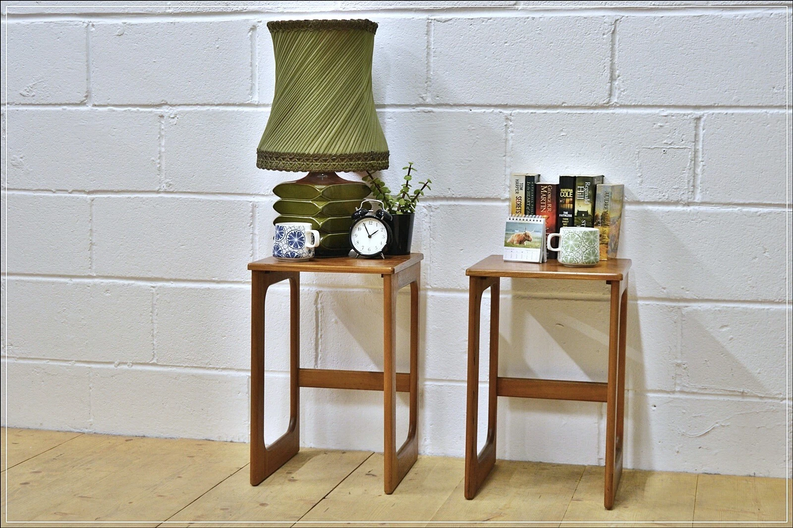 Vintage Bedside Table Set Of 2 Pair McIntosh Teak Mid Century Danish Design