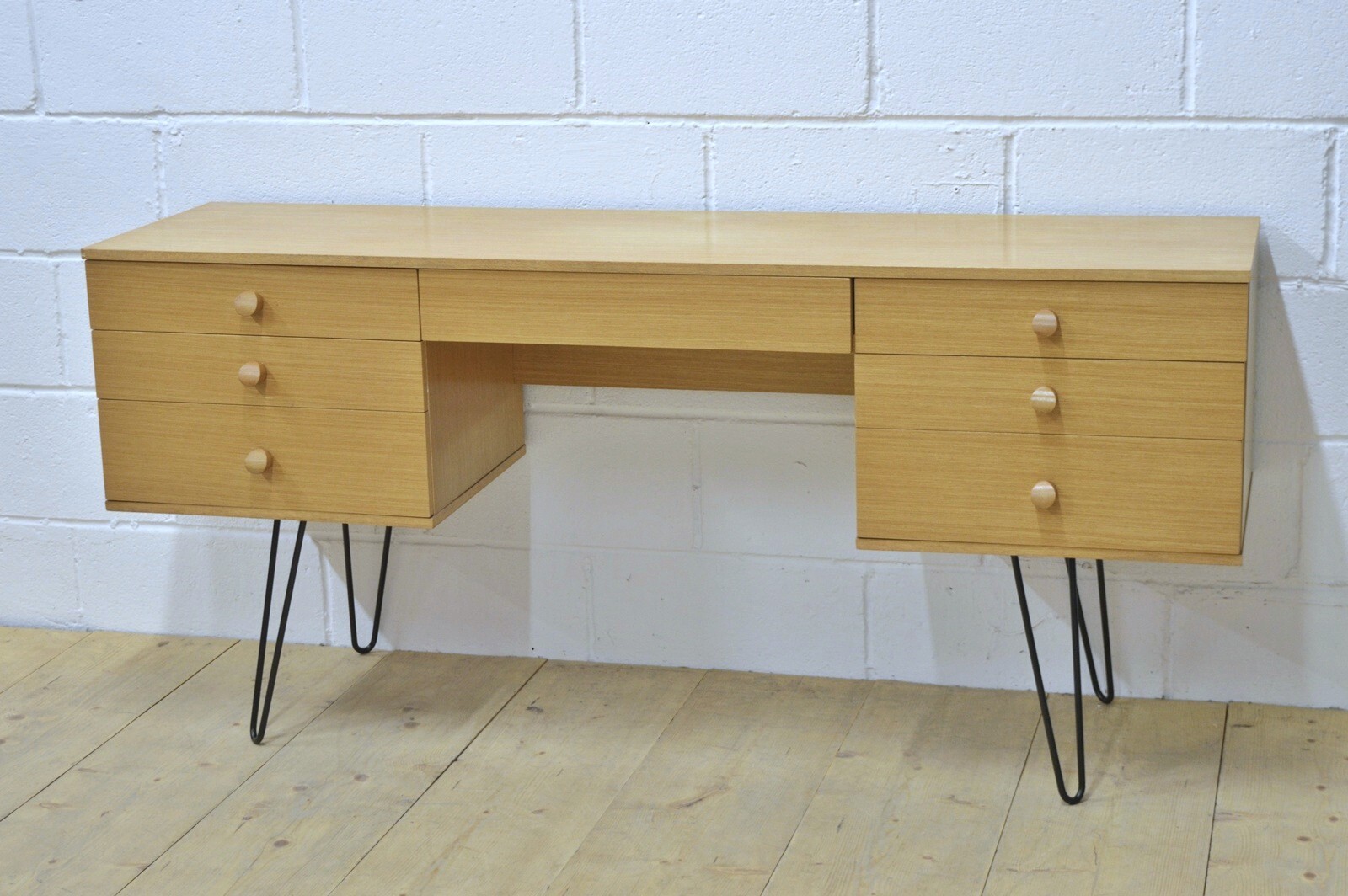 vintage desk Avalon light oak mid century hairpin legs danish design DELIVERY