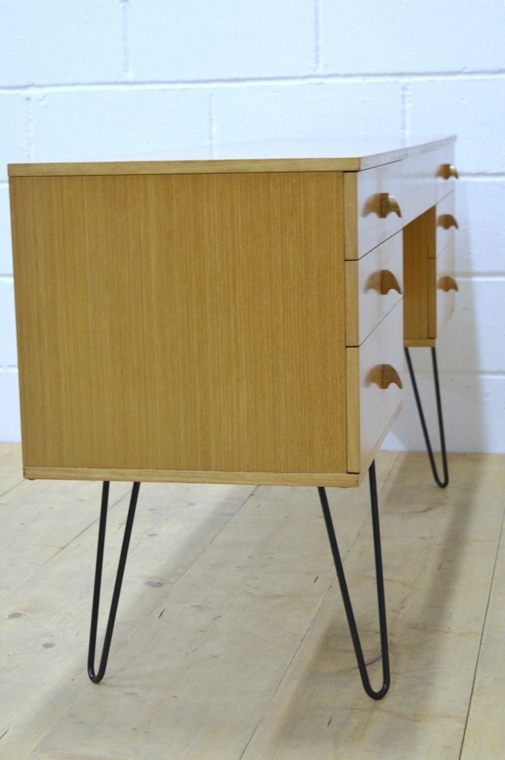 vintage desk Avalon light oak mid century hairpin legs danish design DELIVERY