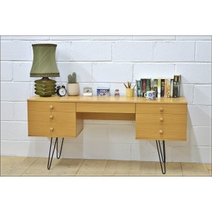 vintage desk Avalon light oak mid century hairpin legs danish design DELIVERY