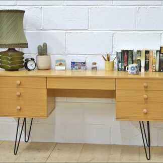 vintage desk Avalon light oak mid century hairpin legs danish design DELIVERY