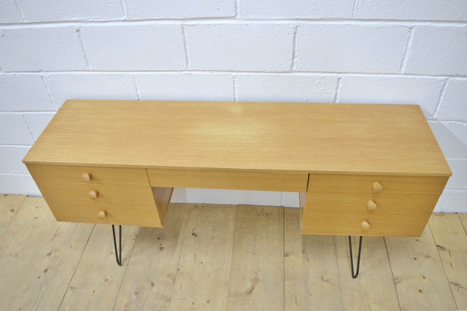 vintage desk Avalon light oak mid century hairpin legs danish design DELIVERY