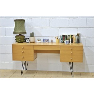 vintage desk Avalon light oak mid century hairpin legs danish design DELIVERY