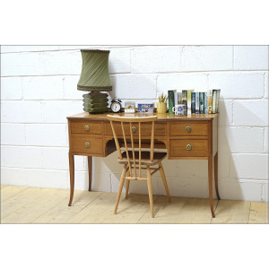 Vintage desk bow front solid wood retro