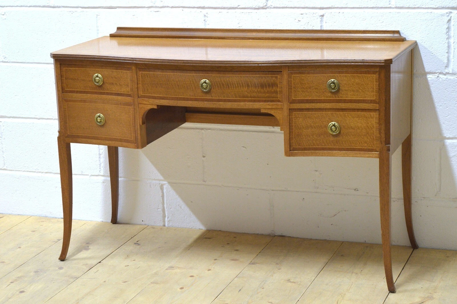 Vintage desk bow front solid wood retro