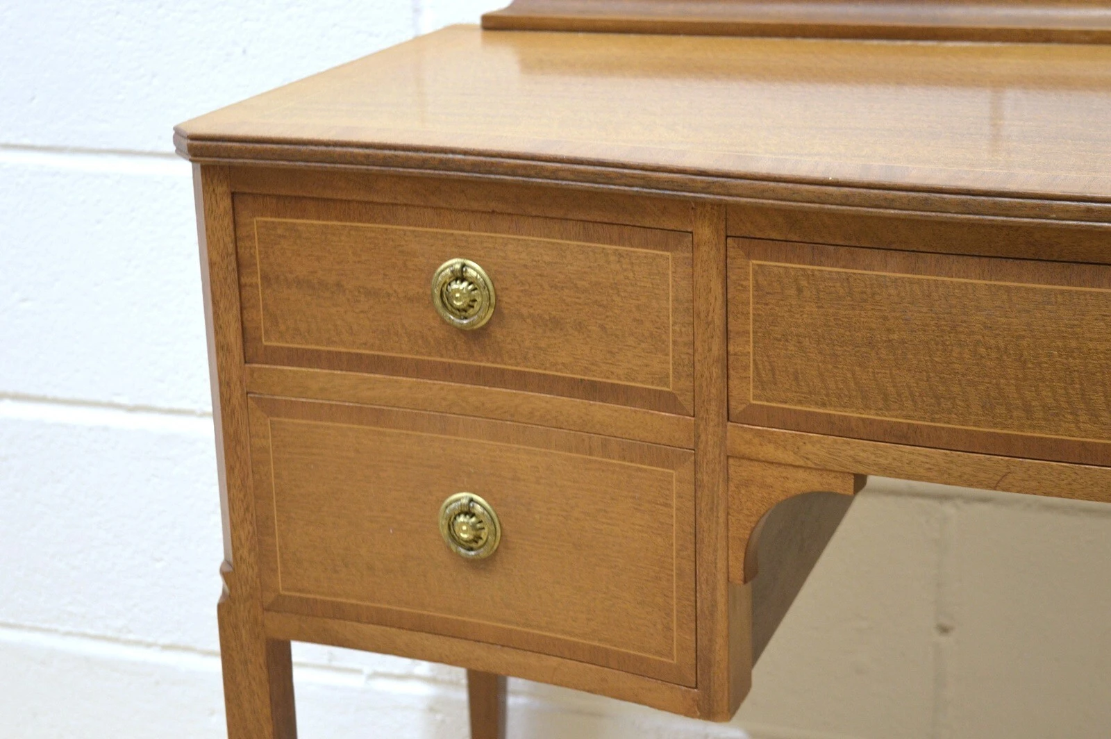 Vintage desk bow front solid wood retro