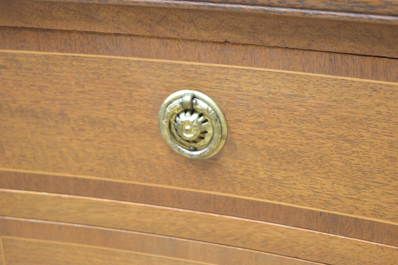 Vintage desk bow front solid wood retro