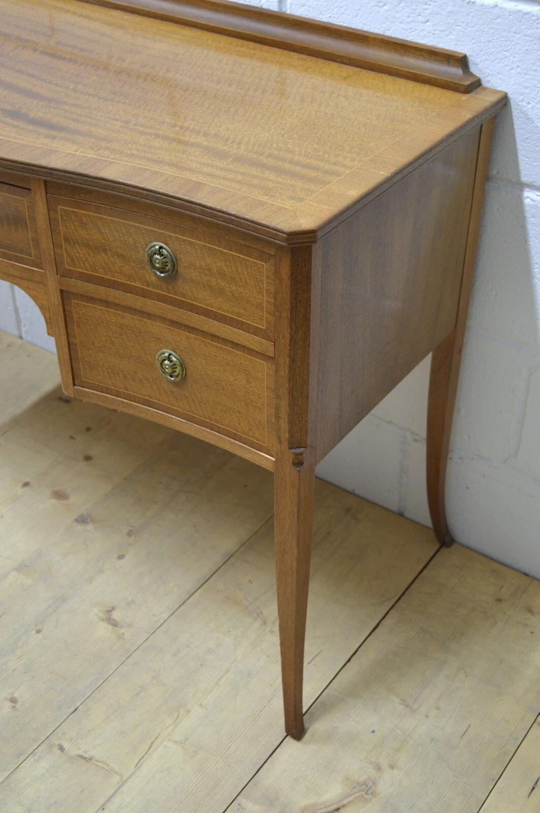 Vintage desk bow front solid wood retro