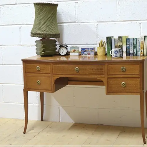 Vintage desk bow front solid wood retro
