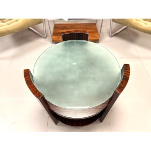Vintage Maccassar Wood & Glass Occasional Table