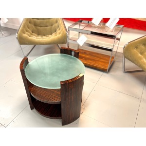 Vintage Maccassar Wood & Glass Occasional Table