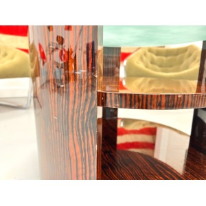 Vintage Maccassar Wood & Glass Occasional Table