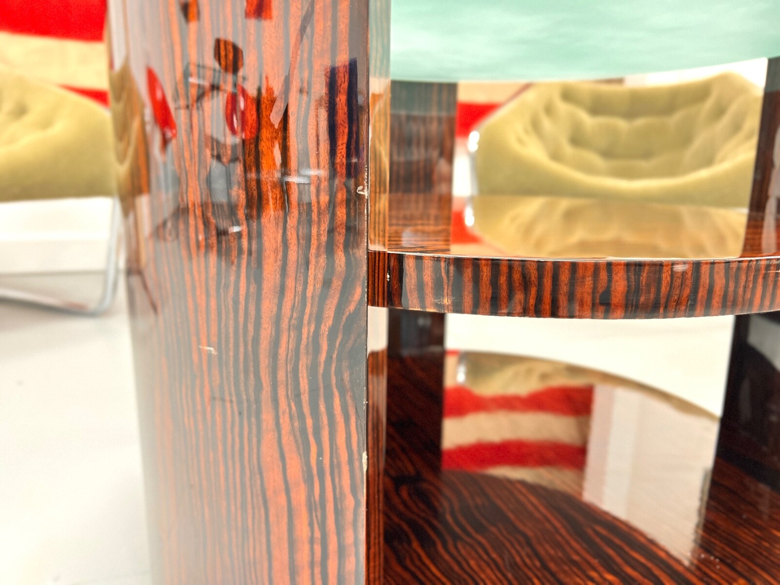 Vintage Maccassar Wood & Glass Occasional Table