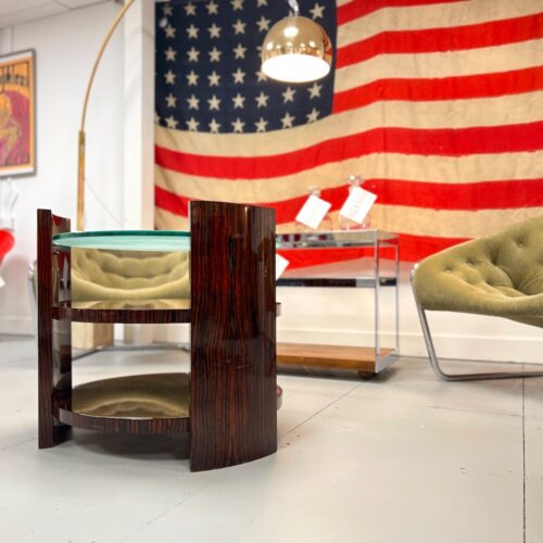 Vintage Maccassar Wood & Glass Occasional Table