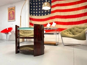 Vintage Maccassar Wood & Glass Occasional Table