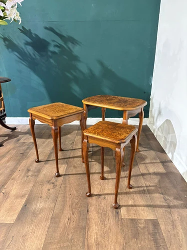 Vintage Nest of Three Walnut Nest of Tables