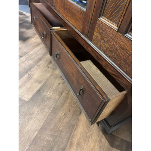 Vintage Oak Panelled Wardrobe With Central Mirror Door