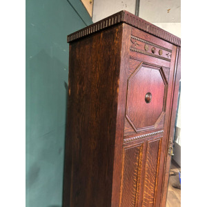 Vintage Oak Panelled Wardrobe With Central Mirror Door