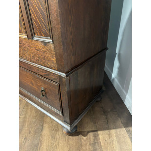 Vintage Oak Panelled Wardrobe With Central Mirror Door