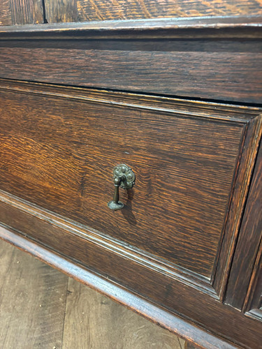 Vintage Oak Panelled Wardrobe With Central Mirror Door