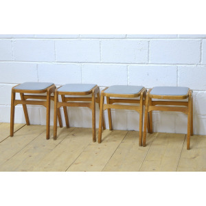 Vintage Stacking Stools by Centa Set of 4 Beech Mid Century Retro