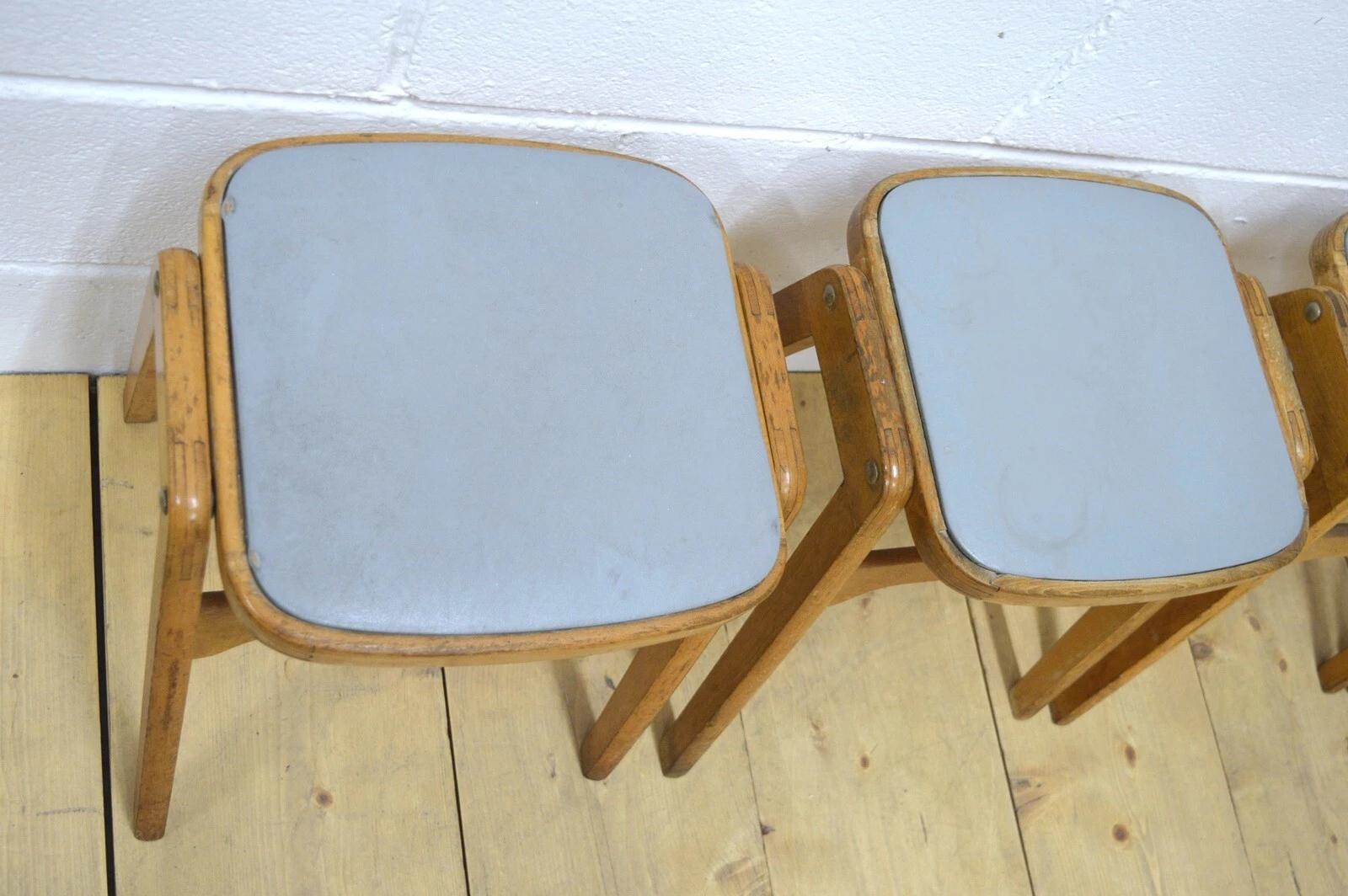 Vintage Stacking Stools by Centa Set of 4 Beech Mid Century Retro