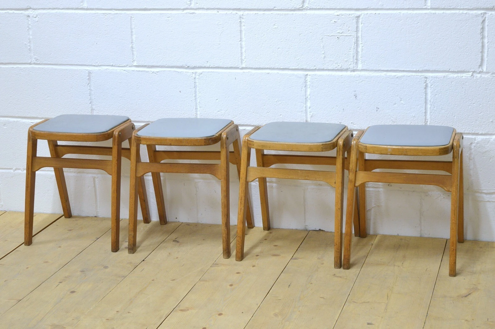 Vintage Stacking Stools by Centa Set of 4 Beech Mid Century Retro
