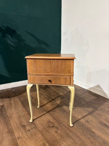 Vintage Walnut Sewing Box On Cabriole Supports